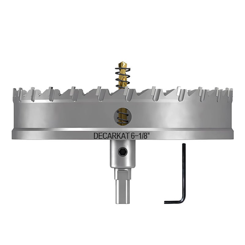 DECKRKAT Store 6-1/8" TCT Hole Saws for Hard Metal, Heavy Duty 156mm Tungsten Carbide Tipped Hole Cutters Set with Spring-Loaded Pilot Drill Bits for Stainless Steel, Metal, Iron, and Plastic. - Image 1